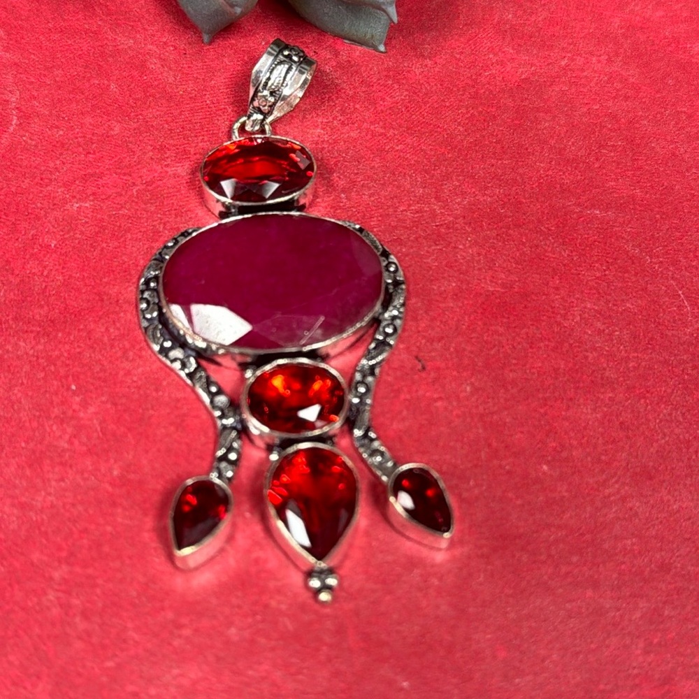 Ruby & Garnet Silver Pendant - image 3
